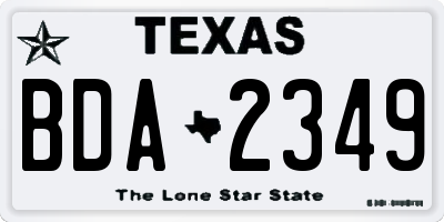 TX license plate BDA2349