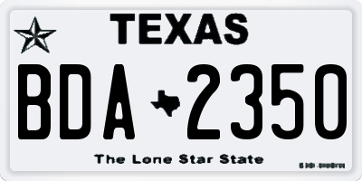 TX license plate BDA2350