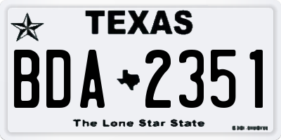TX license plate BDA2351