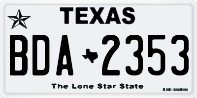 TX license plate BDA2353