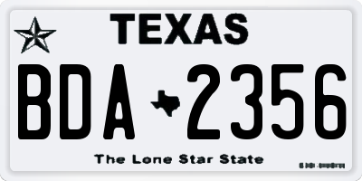 TX license plate BDA2356
