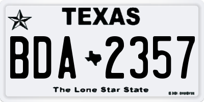 TX license plate BDA2357