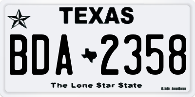 TX license plate BDA2358