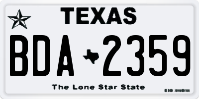 TX license plate BDA2359