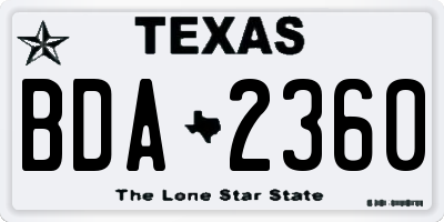 TX license plate BDA2360