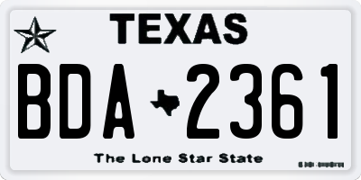 TX license plate BDA2361