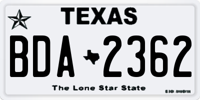 TX license plate BDA2362