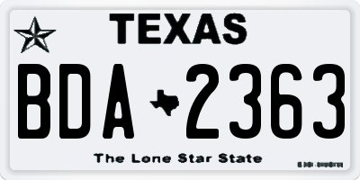 TX license plate BDA2363