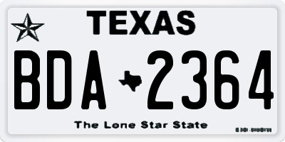 TX license plate BDA2364