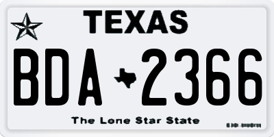 TX license plate BDA2366