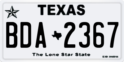 TX license plate BDA2367