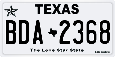 TX license plate BDA2368