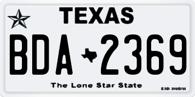 TX license plate BDA2369