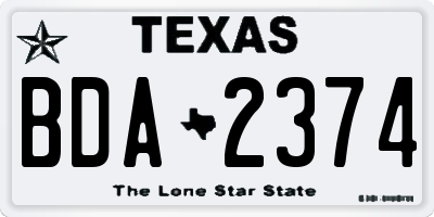 TX license plate BDA2374