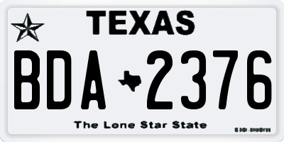 TX license plate BDA2376
