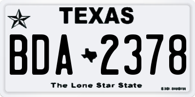 TX license plate BDA2378