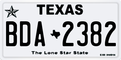 TX license plate BDA2382