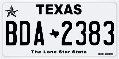 TX license plate BDA2383