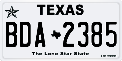 TX license plate BDA2385