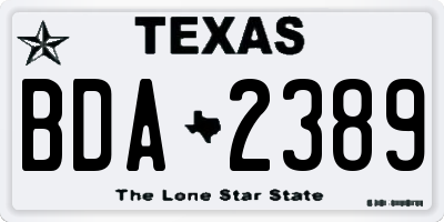TX license plate BDA2389