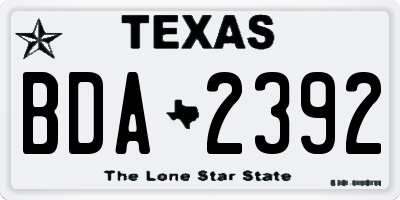 TX license plate BDA2392