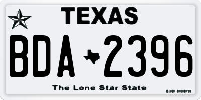 TX license plate BDA2396