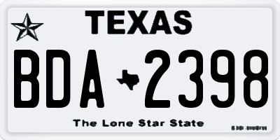 TX license plate BDA2398
