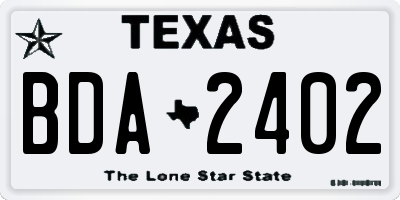 TX license plate BDA2402