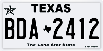 TX license plate BDA2412