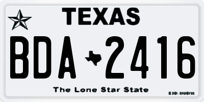 TX license plate BDA2416