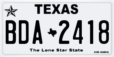 TX license plate BDA2418
