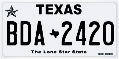 TX license plate BDA2420