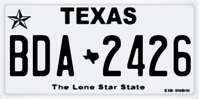 TX license plate BDA2426