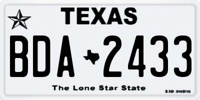 TX license plate BDA2433