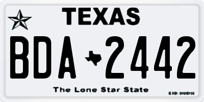 TX license plate BDA2442