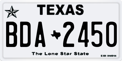 TX license plate BDA2450