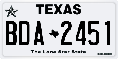 TX license plate BDA2451