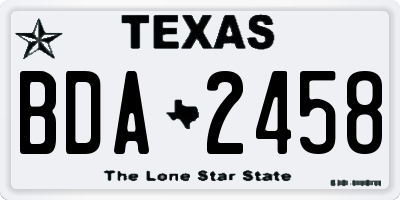 TX license plate BDA2458