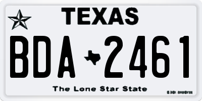 TX license plate BDA2461