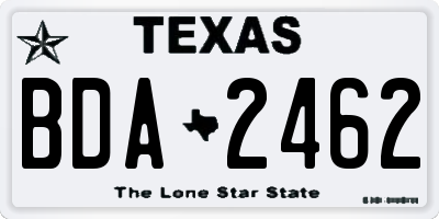 TX license plate BDA2462