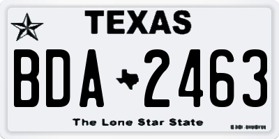 TX license plate BDA2463