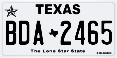 TX license plate BDA2465