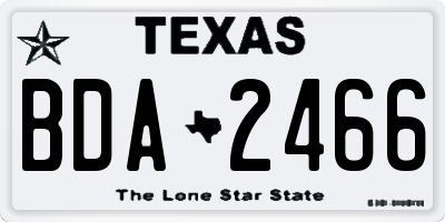 TX license plate BDA2466