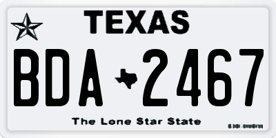 TX license plate BDA2467