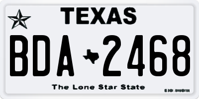 TX license plate BDA2468