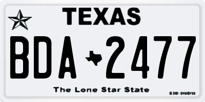 TX license plate BDA2477