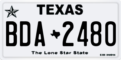 TX license plate BDA2480