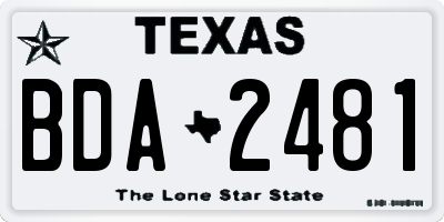 TX license plate BDA2481