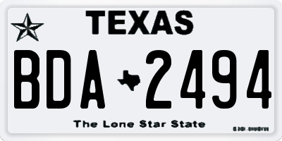 TX license plate BDA2494