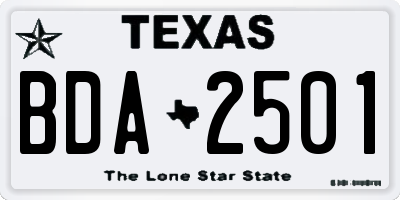 TX license plate BDA2501